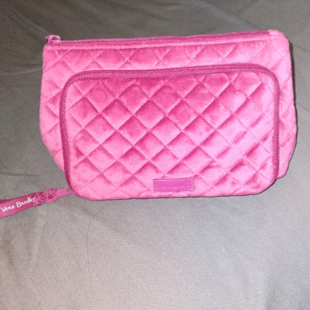Vera Bradley magenta velour makeup bag